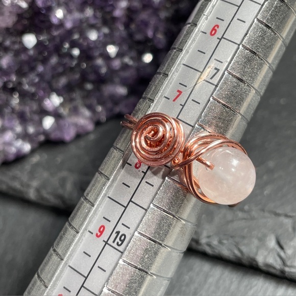 Natural Moonstone Bare Copper Wrapped Ring - Picture 10 of 14